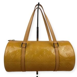 Louis-Vuitton Vernis Bedford Hand Bag Enamel Yellow With Dust bag  EUC